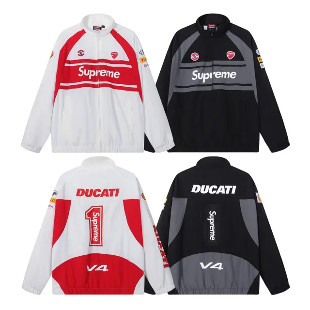 Supreme Ducati Racing White Red Zip-Up Windbreaker Jacket Tracksuit