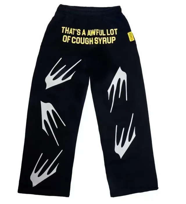 Black Graphic-Print Wide-Leg Relaxed Fit Sweatpants