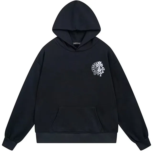 Chrome Hearts Black White Oversized Fit Graphic-Back Hoodie