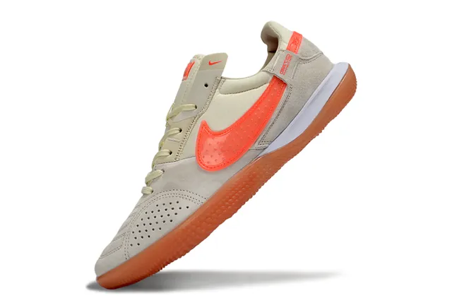 Nike Beige Orange Low-Top Suede Upper Indoor Soccer Shoes
