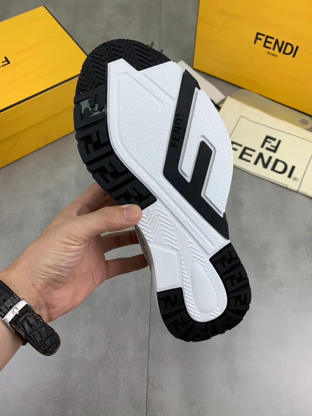 Fendi FF Sneaker White Black Sole Monogram Mesh Chunky Sneakers