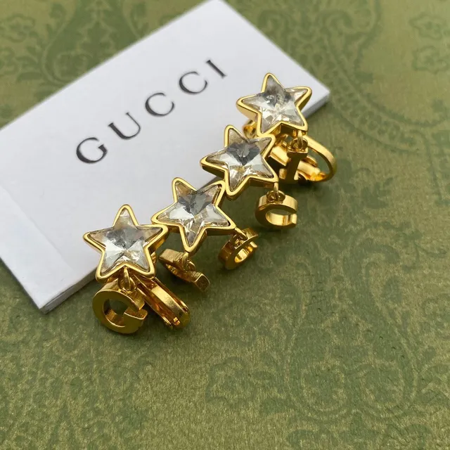 Gucci Star Crystal Gold-Tone Clip-On Earrings