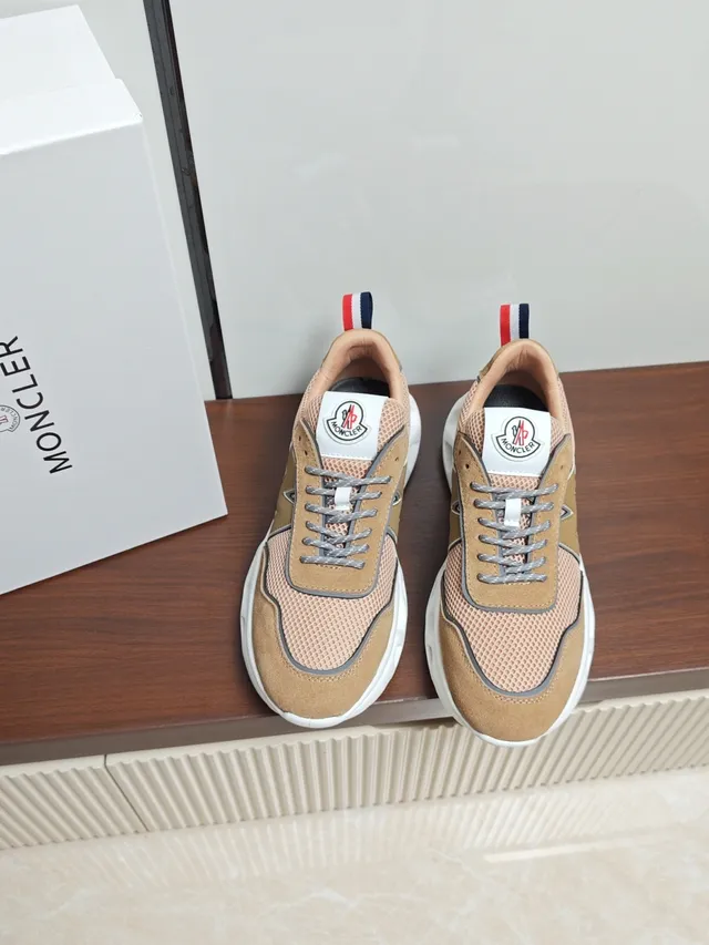 Moncler Lifestyle Sneaker Beige Mesh and Suede Low-Top Sneaker