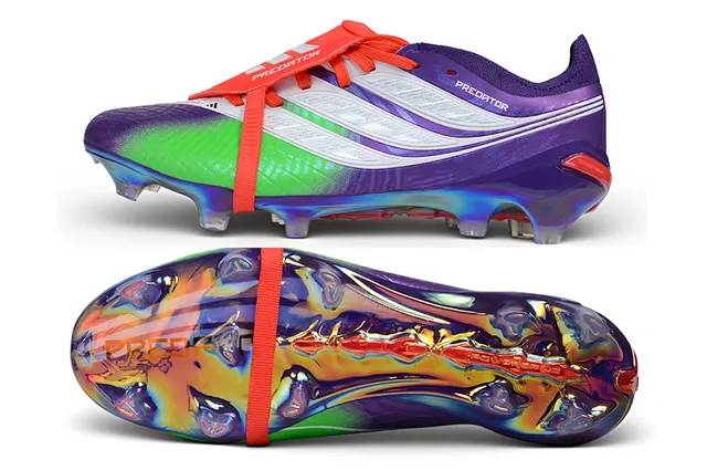 Adidas Predator Purple Multicolor Low-Cut Football Boot Holographic Iridescent Heel Firm-Ground Soccer Shoes