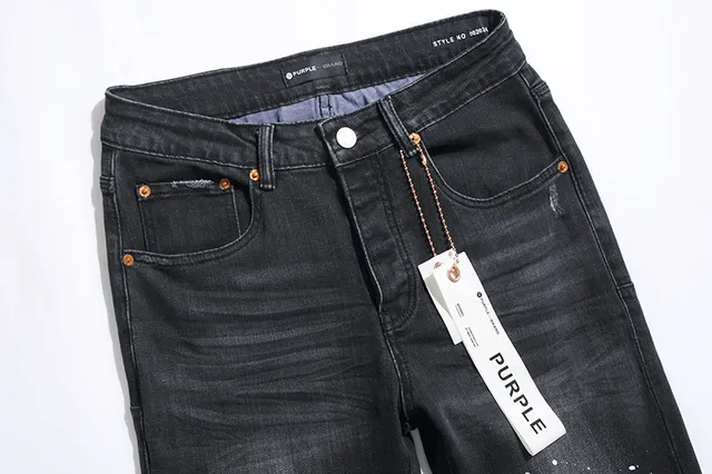 Purple Brand Distressed Slim-Fit Faded Black Jeans
