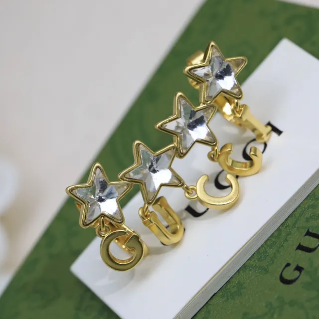 Gucci Star Crystal Gold-Tone Clip-On Earrings