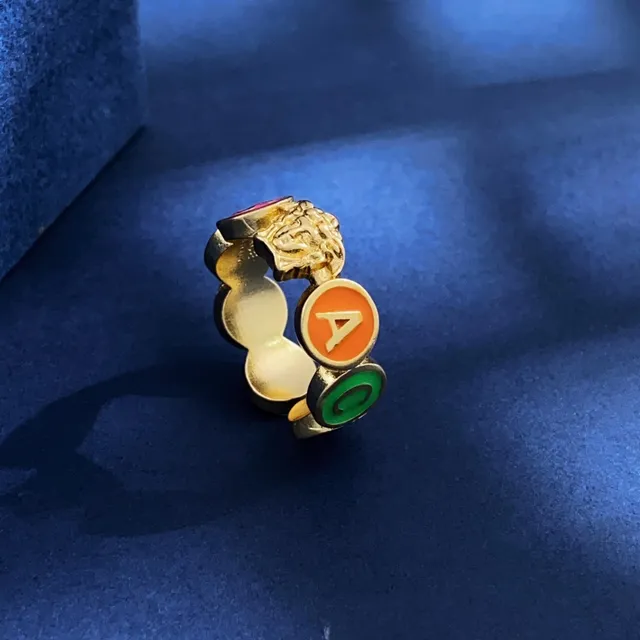 Versace Alphabet Medusa Head Enamel Letter Ring