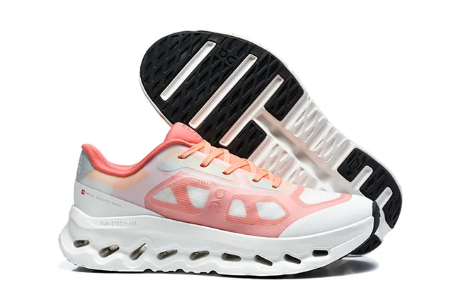 On Black White Engineered Mesh Upper Open Hexagonal CloudTec Pods Running Shoes