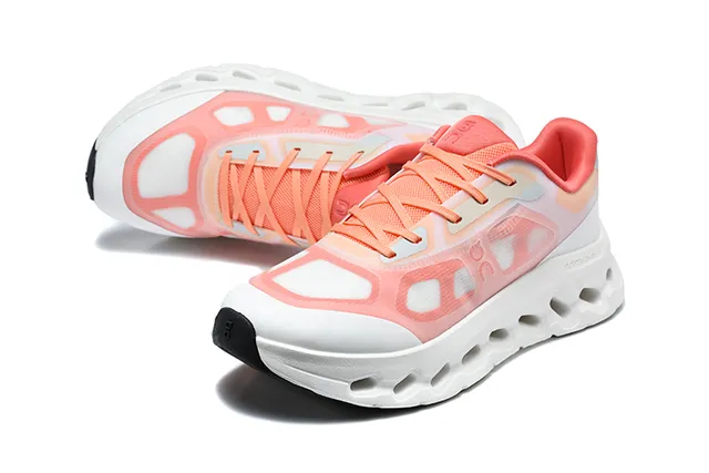 On Black White Engineered Mesh Upper Open Hexagonal CloudTec Pods Running Shoes