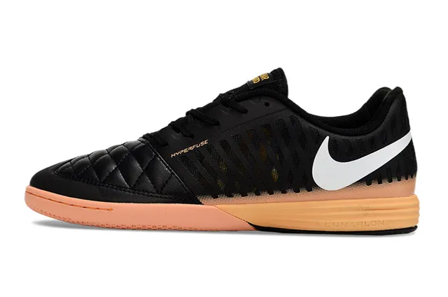 Nike Hypervenom Black Orange Quilted Toe Cap Perforated Synthetic Cage Indoor Soccer Shoes