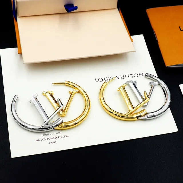 Louis Vuitton LV Circle Hoop Two-Tone Gold Silver Earrings