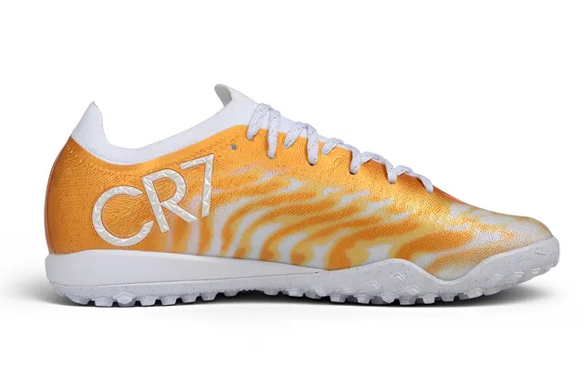 Nike Orange White Knit Upper Metallic Wave Print Artificial-Grass Soccer Shoes