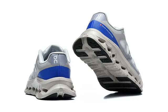 On Black White Engineered Mesh Upper Open Hexagonal CloudTec Pods Running Shoes
