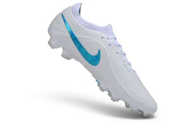 Nike Phantom GT White and Cyan Iridescent Firm-Ground Soccer Shoes