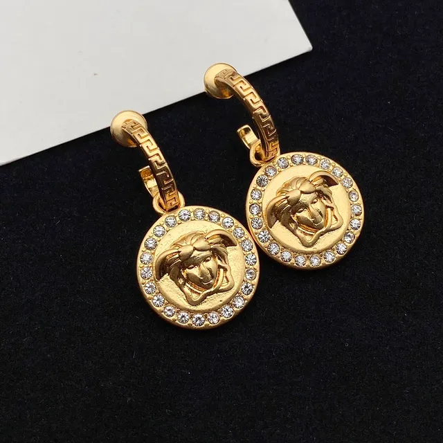 Versace Medusa Icon Gold-Tone Crystal Pendant Earrings