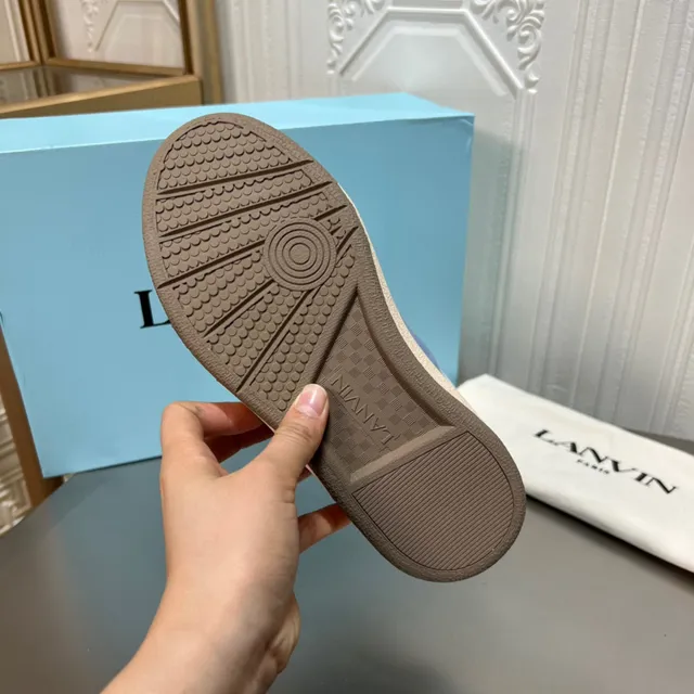 Lanvin Gray and Blue Cutout Panel Sneaker