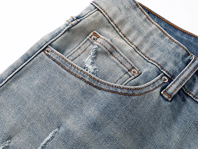 Blue Black Light-Wash Distressed Denim Mid-Thigh Length Shorts