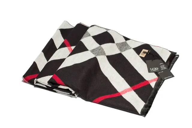 UGG Plaid-Striped Cashmere Scarf