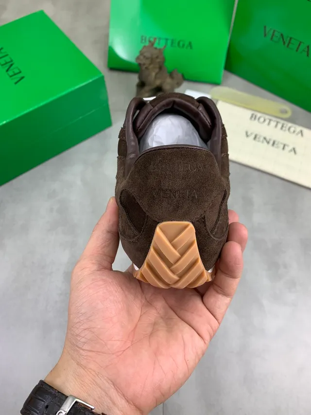 Bottega Veneta Brown Suede White Lace Lifestyle Sneaker