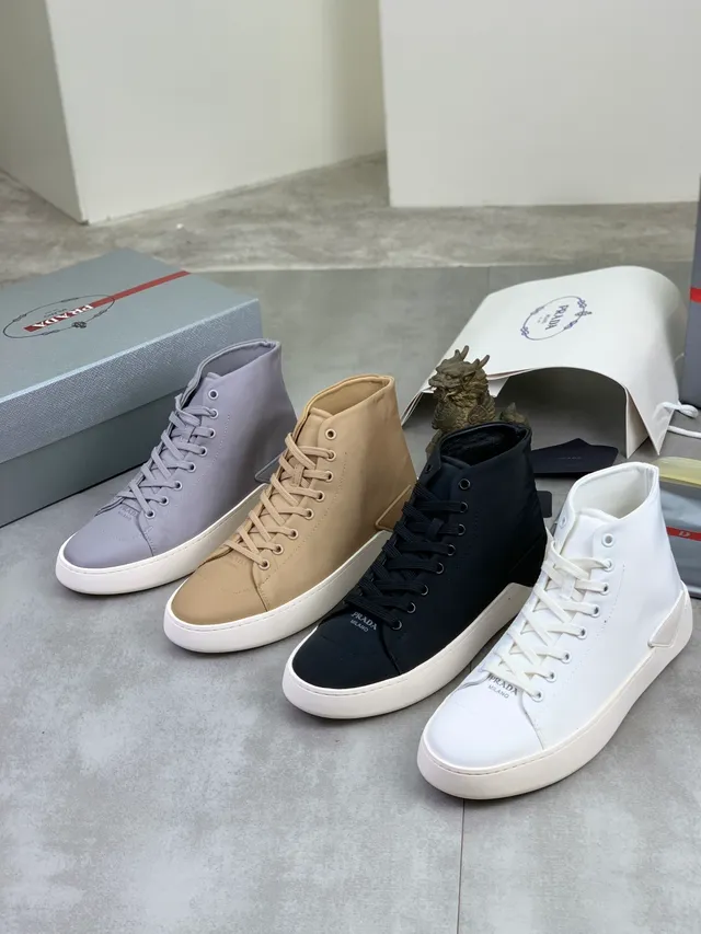 Gray High-Top Smooth Textile Sneaker