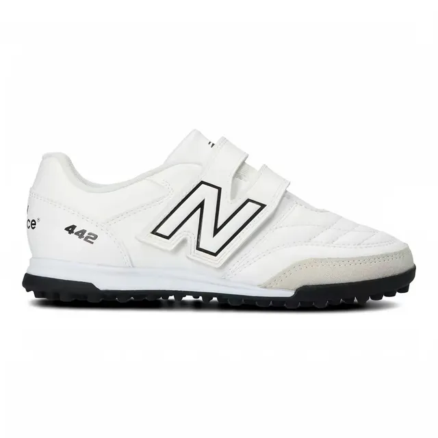 New Balance 442 White Black Low-Top Velcro Strap Closure Turf Soccer Shoes