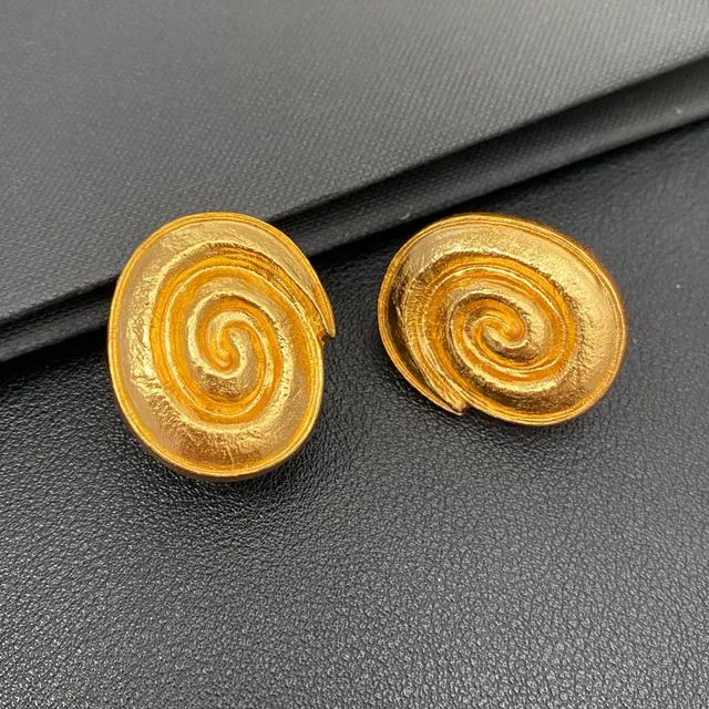 Saint Laurent Spiral Gold Clip-On Earrings