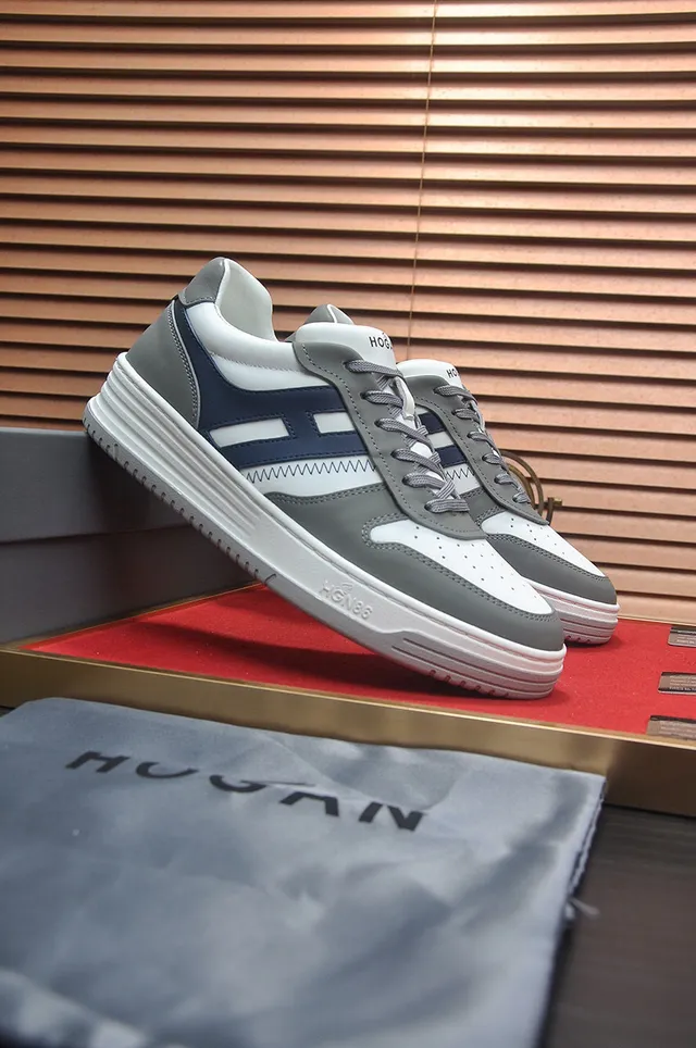 Hogan White Navy Low-Top Layered Sole Lifestyle Sneakers