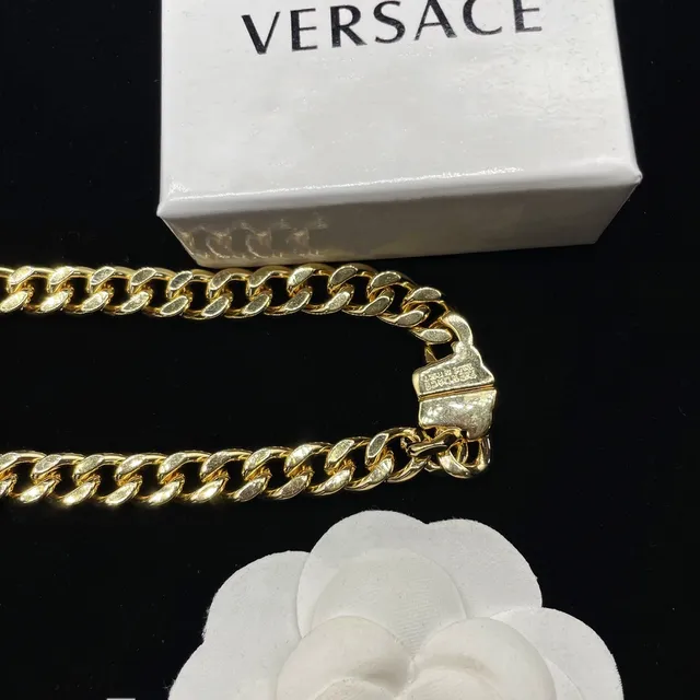 Versace Iconic Chain Gold-Tone Medusa and Crystal Necklace