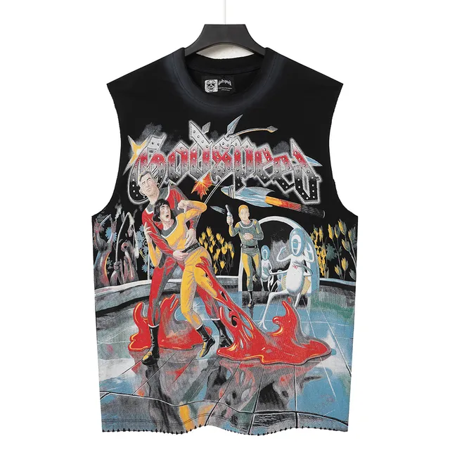 Godspeed Graphic-Print Sleeveless Crew-Neck Vest Top
