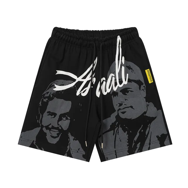 Graphic-Print Elastic-Waist Drawstring Shorts