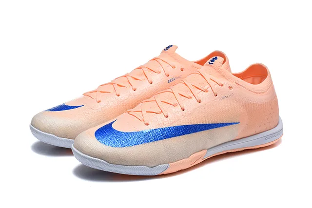 Nike Mercurial Orange Blue Knit Upper Synthetic Overlay Indoor Soccer Shoes