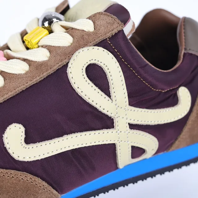 Loewe Brown Burgundy Mixed-Material Upper Oversized Anagram Logo Lifestyle Sneakers