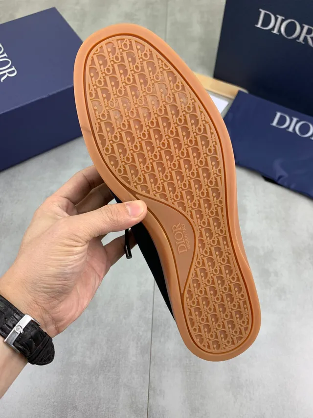 Dior Navy Suede Oblique Jacquard Lace-Up Boat Shoe
