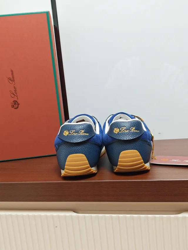 Loro Piana Two-Tone Blue Leather and Suede Lifestyle Sneaker