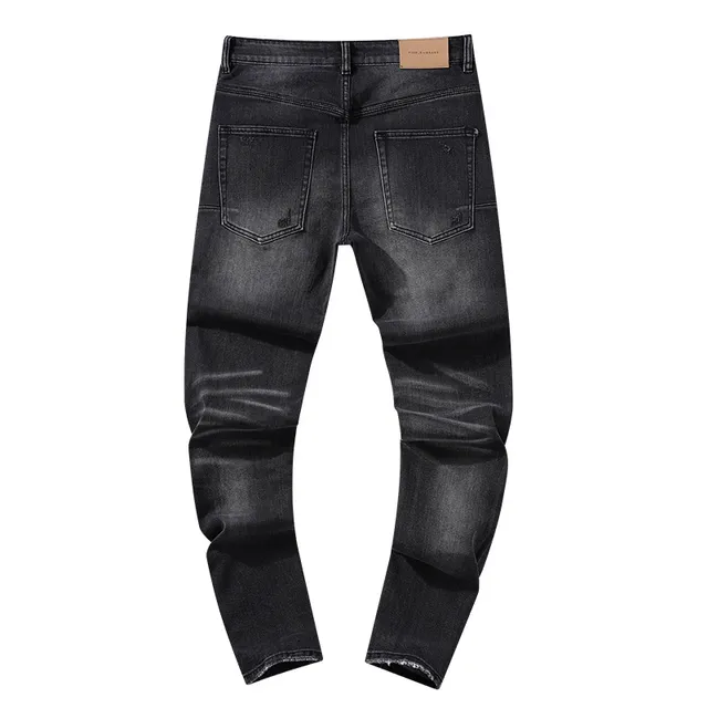 Purple Brand Distressed Black Wash Slim-Fit Jeans