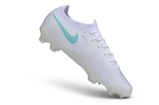 Nike White Blue Knit Bootie Upper Translucent Soleplate Firm-Ground Soccer Shoes