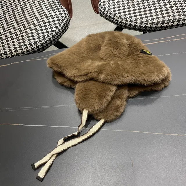 Brown Beige Fur-Lined Ear-Flap Beanie