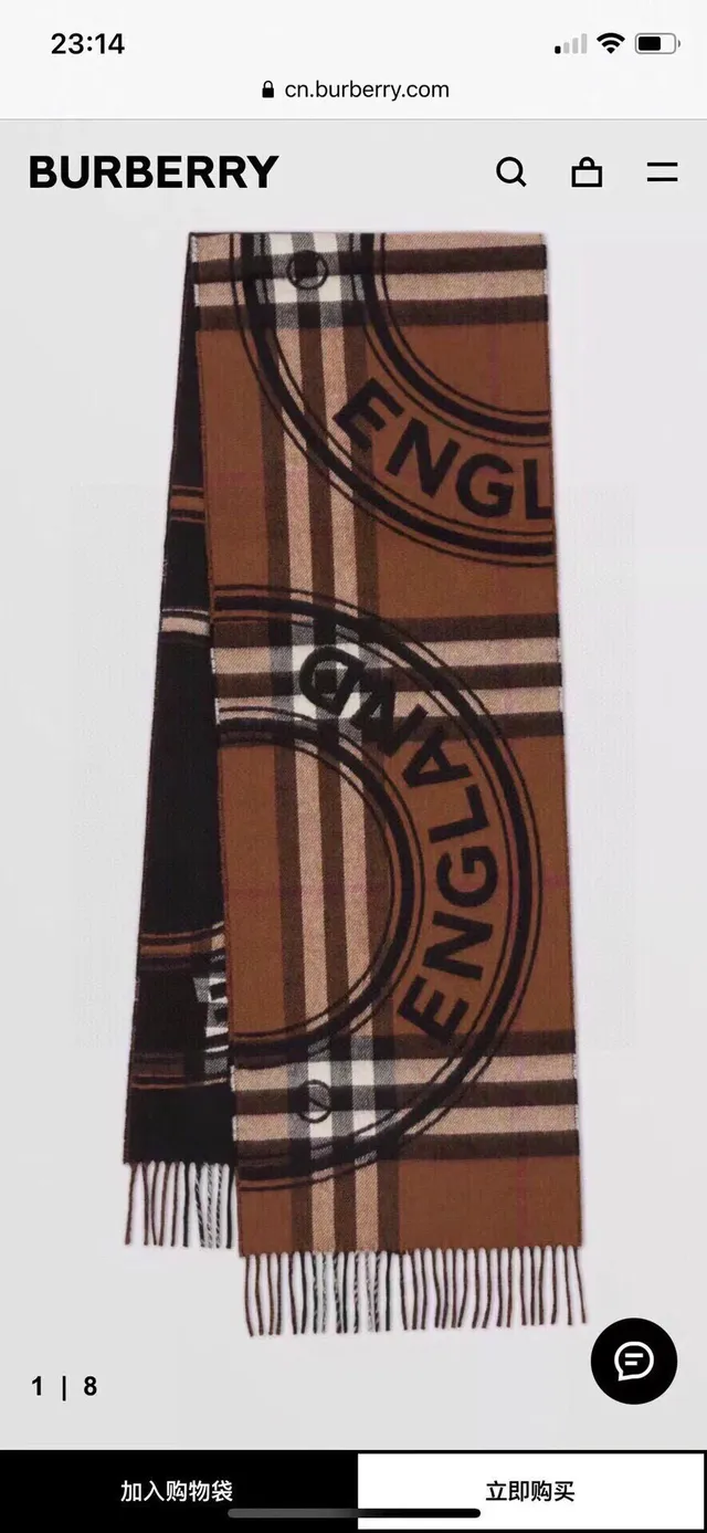 Burberry Black and Cream Fringed Cashmere Scarf
