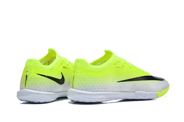 Nike Yellow Black Low-Cut Knit Upper Gradient Neon To White Indoor Soccer Shoes