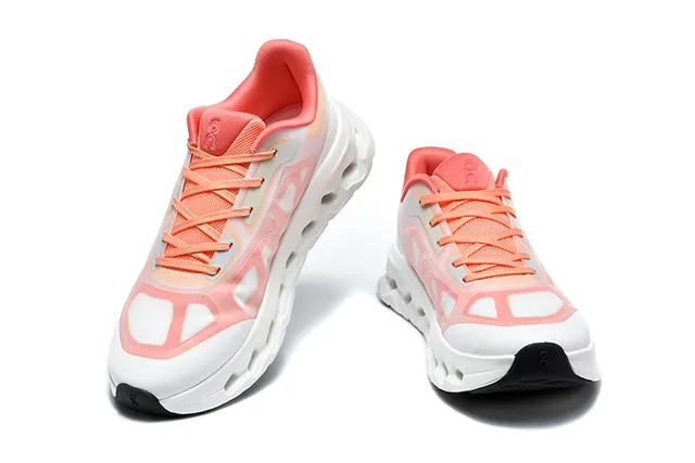 On Black White Engineered Mesh Upper Open Hexagonal CloudTec Pods Running Shoes