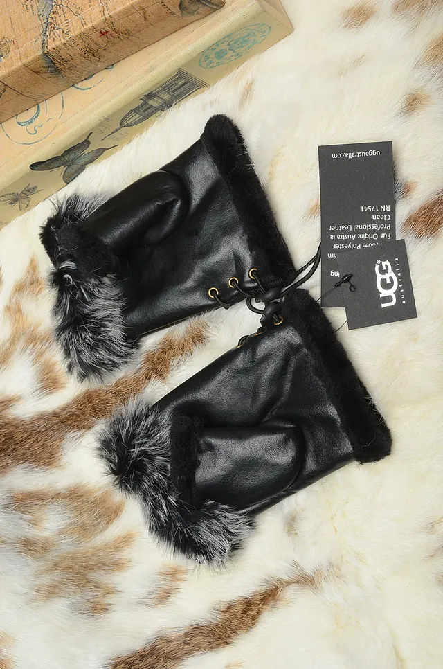 UGG Fur-Trimmed Leather Pouch Bucket Bag