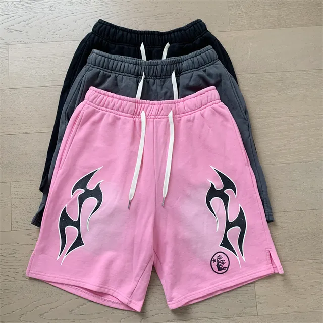 Tribal Flame Graphic Drawstring Shorts