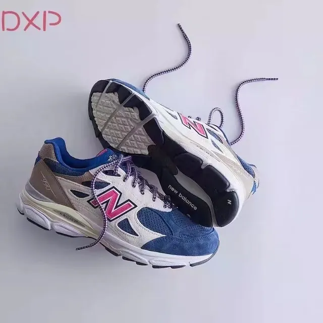 New Balance 990 Navy Beige Layered Mesh And Suede Upper ENCAP Midsole Technology Lifestyle Sneakers