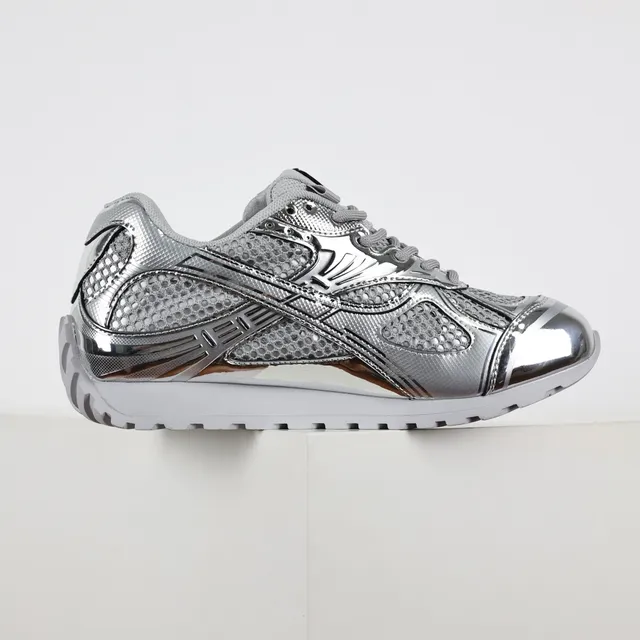 ASICS Silver White Metallic Reflective Overlays Breathable Mesh Upper Lifestyle Sneakers