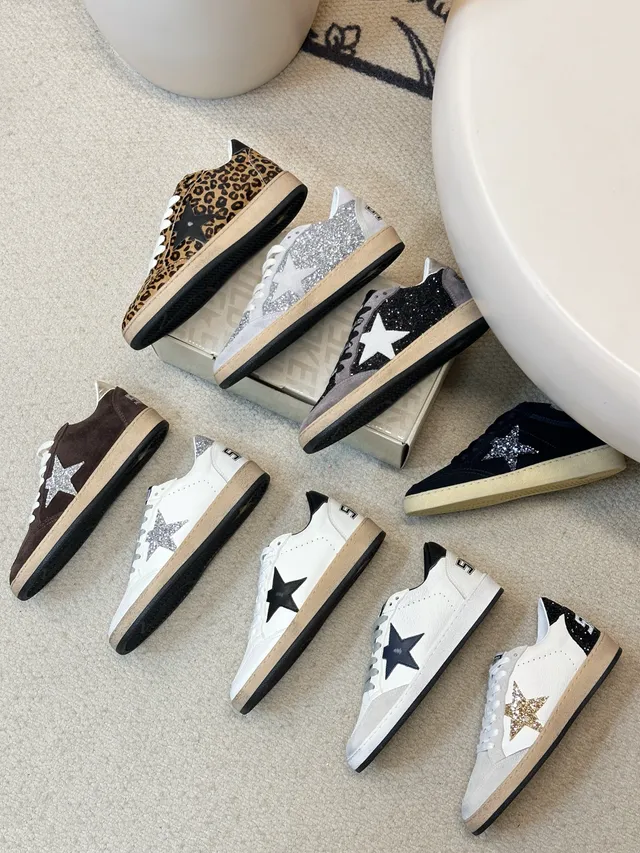 Golden Goose Ball Star White Leather Glitter Star Lifestyle Sneakers
