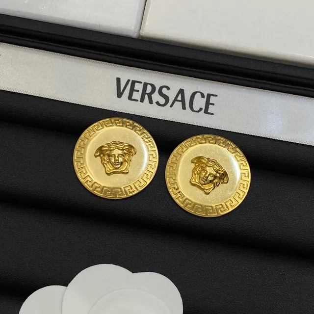 Versace Medusa Brooch Gold Silver Circular Medallion Head Motif Brooch