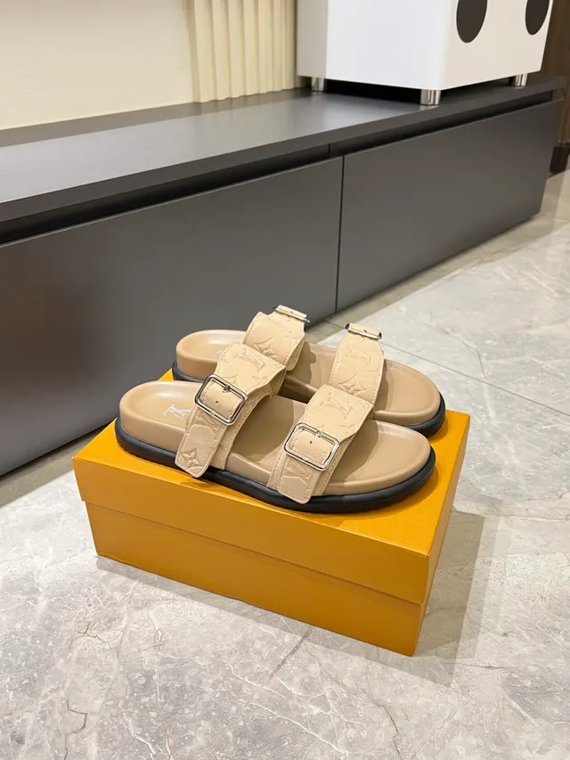 Louis Vuitton Slide Monogram Double-Strap Casual Sandals