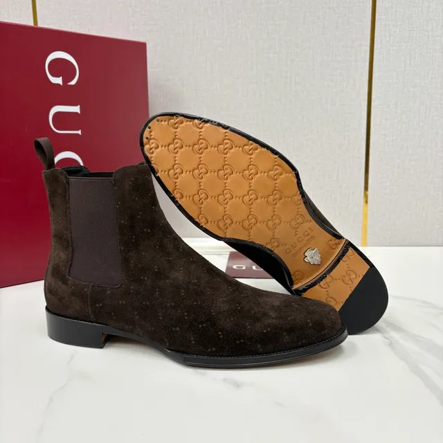 Gucci Brown Suede Speckled Chelsea Boots