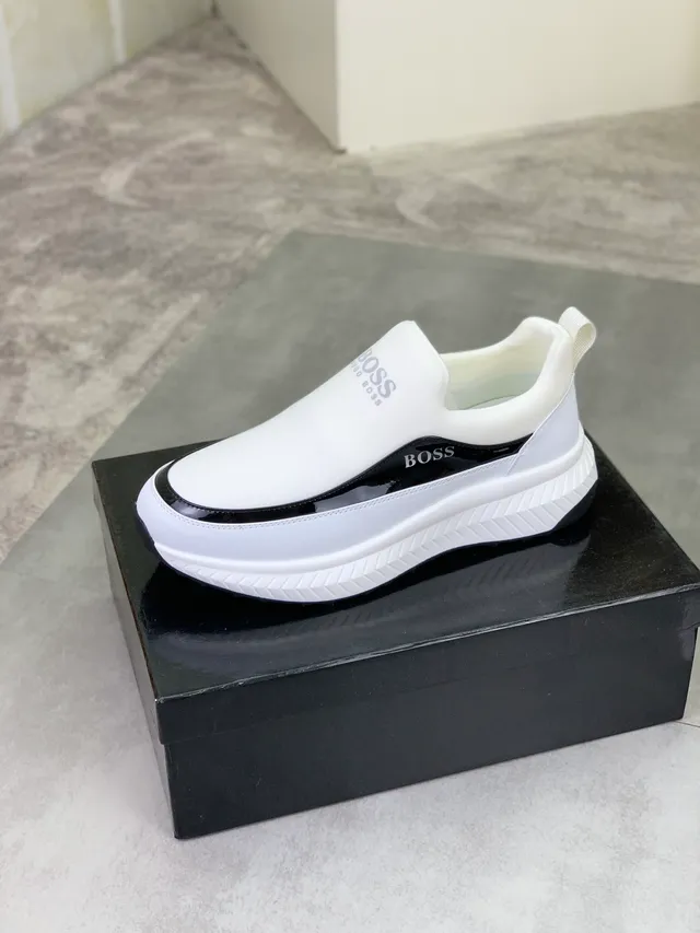 Hugo Boss White Black Slip-On Chunky Sole Lifestyle Sneakers