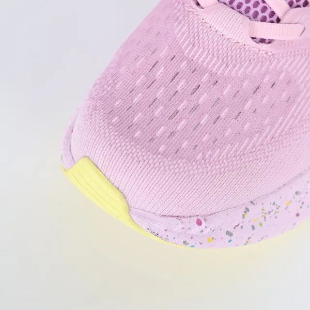 Hoka Pink Yellow Knit Upper Speckled Midsole Running Shoes